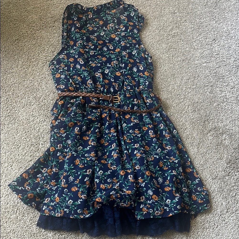 Knitworks Blue Green Halter Sundress with Ruffled Tiers